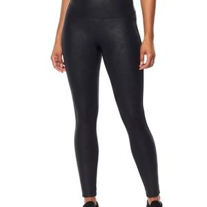 DG2 Diane Gilman Slim Sleek Coated Knit Legging Solid BLACK